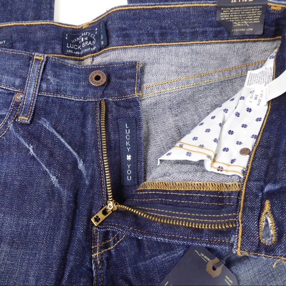 Lucky Brand 221 Original Straight Denim Jeans NWT Whiskered / Distressing - Picture 6 of 9